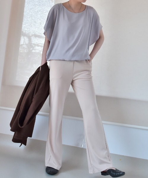 Coo+i（クーイ）の「フレアパンツ（スウェットパンツ・レディース・グレイッシュベージュ/ブラック/ベージュ/ネイビー/カーキ/キャメル・L/M）」の17枚目の写真