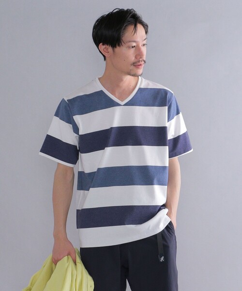SHIPS: japan quality ワイドボーダー Vネック Tシャツ(Tシャツ SHIPS: japan quality ワイドボーダー Vネック Tシャツ(Tシャツ