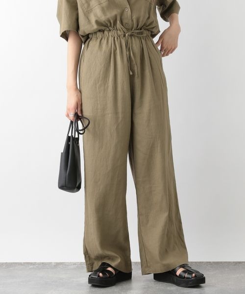 Dickies（ディッキーズ）の「Dickies/リネンワイドジャンプスーツ（サロペット/オーバーオール・レディース・オリーブ/ベージュ/ブラック・FREE）」の21枚目の写真