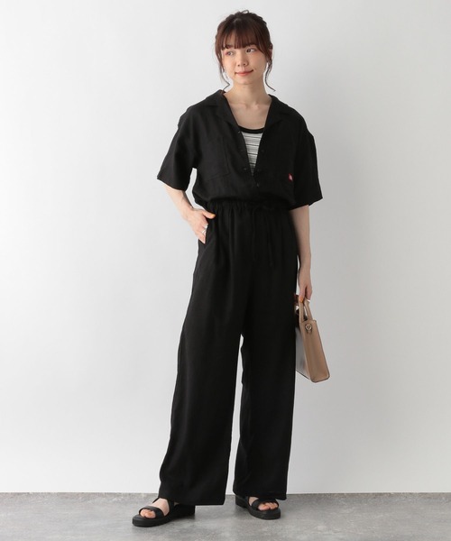 Dickies（ディッキーズ）の「Dickies/リネンワイドジャンプスーツ（サロペット/オーバーオール・レディース・オリーブ/ベージュ/ブラック・FREE）」の5枚目の写真