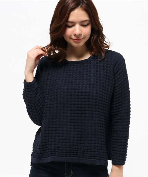 Kastane（カスタネ）の「【Kastane】タック柄ワイドプルオーバー（ニット/セーター・レディース・ブルー/グリーン/オフホワイト/ネイビー・FREE）」の14枚目の写真