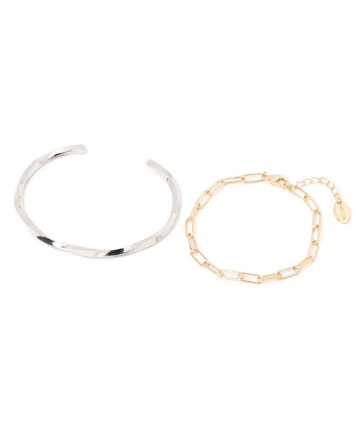 LEPSIM（レプシィム）の「2ピースメタルセットバングル　298423（バングル/リストバンド・レディース・シルバー/ゴールド/シルバー×ゴールド・ONE SIZE）」の6枚目の写真