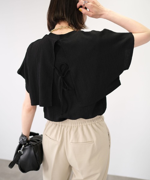 ANDJ(アンドジェイ)の「カット楊柳レイヤード風カットソー(Tシャツ/カットソー・レディース・グリーン/ブラック/ホワイト・M)」の1枚目の写真