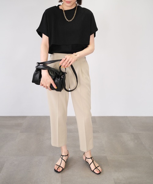 ANDJ(アンドジェイ)の「カット楊柳レイヤード風カットソー(Tシャツ/カットソー・レディース・グリーン/ブラック/ホワイト・M)」の11枚目の写真