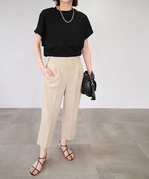 ANDJ(アンドジェイ)の「カット楊柳レイヤード風カットソー(Tシャツ/カットソー・レディース・グリーン/ブラック/ホワイト・M)」の7枚目の写真