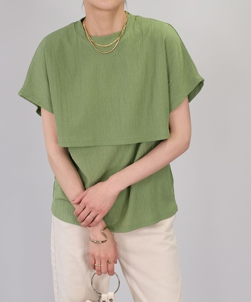 ANDJ(アンドジェイ)の「カット楊柳レイヤード風カットソー(Tシャツ/カットソー・レディース・グリーン/ブラック/ホワイト・M)」の20枚目の写真