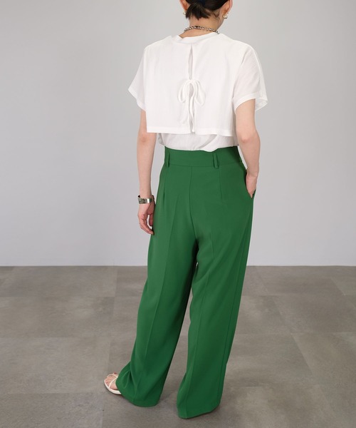 ANDJ(アンドジェイ)の「カット楊柳レイヤード風カットソー(Tシャツ/カットソー・レディース・グリーン/ブラック/ホワイト・M)」の6枚目の写真