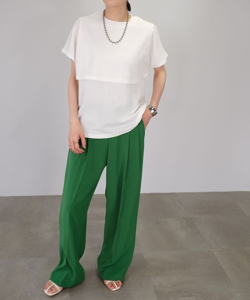 ANDJ(アンドジェイ)の「カット楊柳レイヤード風カットソー(Tシャツ/カットソー・レディース・グリーン/ブラック/ホワイト・M)」の21枚目の写真