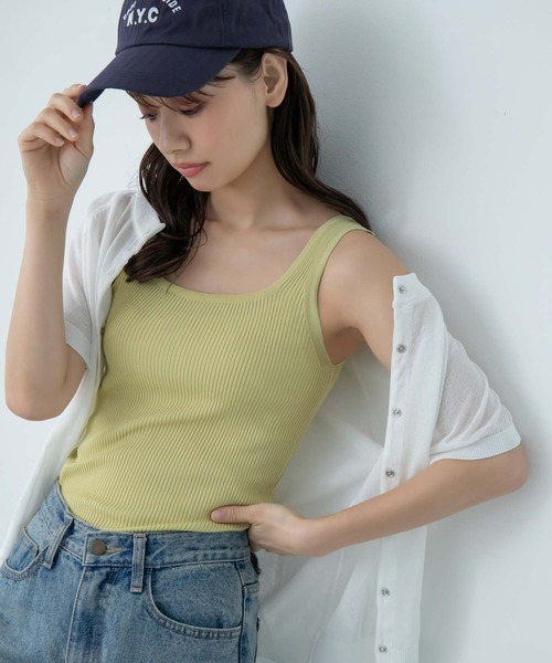 fifth(フィフス)の「スクエアリブタンクトップ(タンクトップ・レディース・ホワイト/ブラック/ピンク/イエロー/ミント・M)」の4枚目の写真