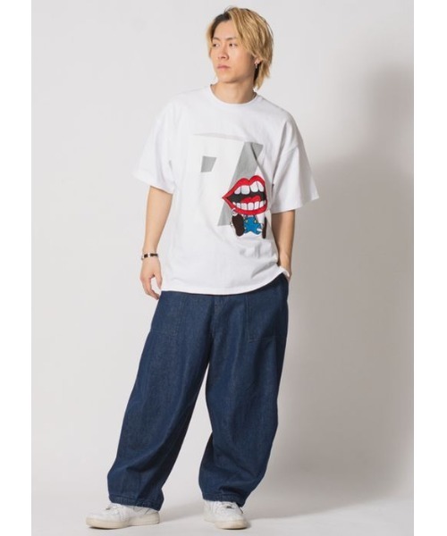 RE730(アールイーセブンサーティー)の「RE730 かわいいなみおくんが座っている半袖ビッグシルエットTシャツ(Tシャツ/カットソー・メンズ・ブラック/オフホワイト・MEDIUM/LARGE/X-LARGE)」の3枚目の写真