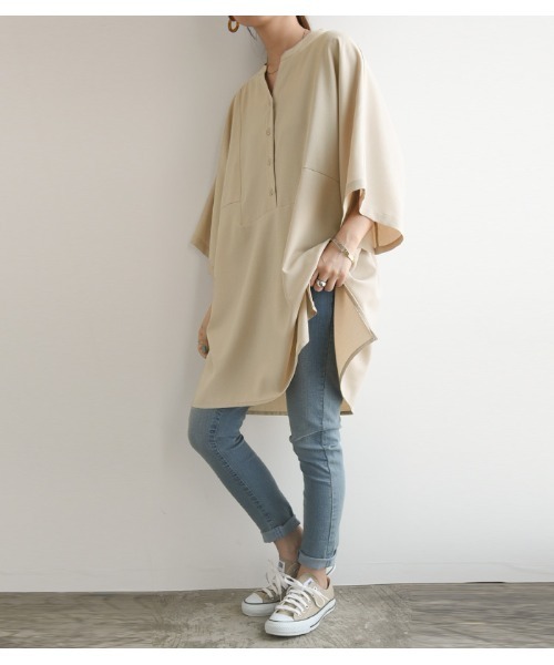 and it_（アンドイット）の「リネンライクスキッパーチュニックシャツ（シャツ/ブラウス・レディース・ベージュ/オフホワイト/ミント・FREE）」の9枚目の写真