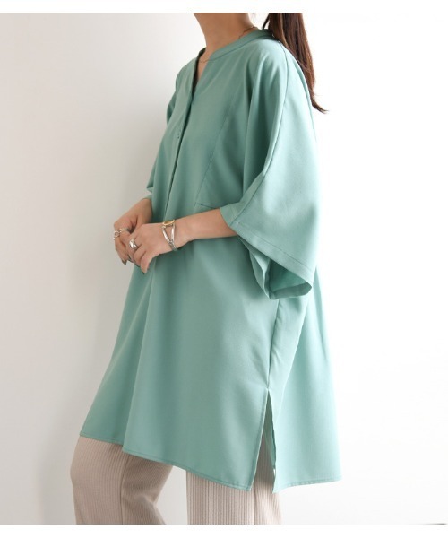 and it_（アンドイット）の「リネンライクスキッパーチュニックシャツ（シャツ/ブラウス・レディース・ベージュ/オフホワイト/ミント・FREE）」の8枚目の写真