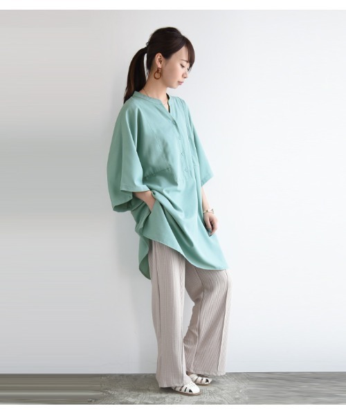 and it_（アンドイット）の「リネンライクスキッパーチュニックシャツ（シャツ/ブラウス・レディース・ベージュ/オフホワイト/ミント・FREE）」の13枚目の写真
