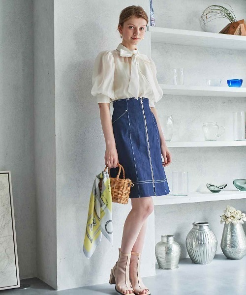 デニムスカート2枚セットです❢ Zip Design Denim Combination Skirt