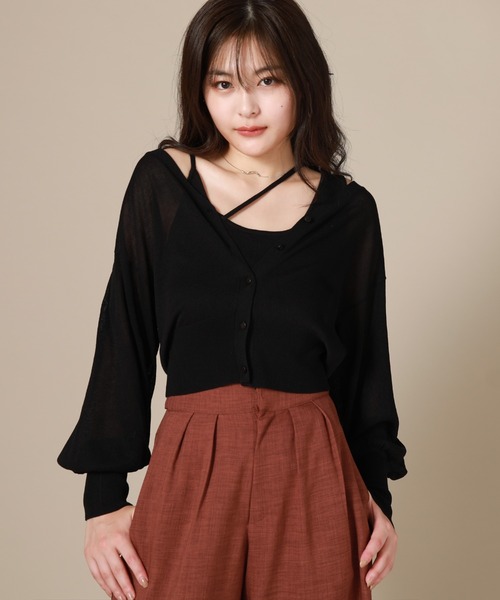 Cheek(チーク)の「シアーカーディガン(カーディガン/ボレロ・レディース・ブラック/ベージュ/サックスブルー・MEDIUM)」の3枚目の写真
