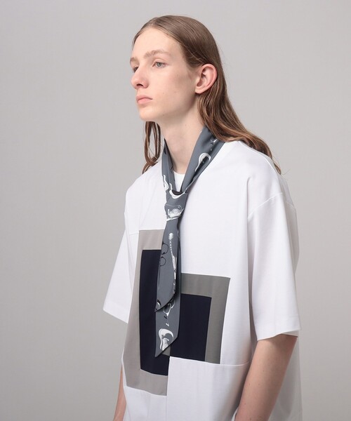 tk.TAKEO KIKUCHI(ティーケータケオキクチ)の「◆KAWASAKI TAKAYA × tk.TAKEO KIKUCHI コラボ総柄スカーフタイ(ユニセックスアイテム)(バンダナ/スカーフ・メンズ・ブラック系3/グレー系3/ライトグリーン系・00)」の5枚目の写真