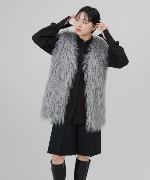 maibito ファーベスト グレー - ショートファーベスト テチチ Aunt