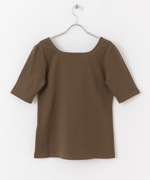 URBAN RESEARCH（アーバンリサーチ）の「天竺スクエアネック5分袖Tシャツ（Tシャツ/カットソー・レディース・オフホワイト/ブラウン/ブラック・FREE）」の10枚目の写真