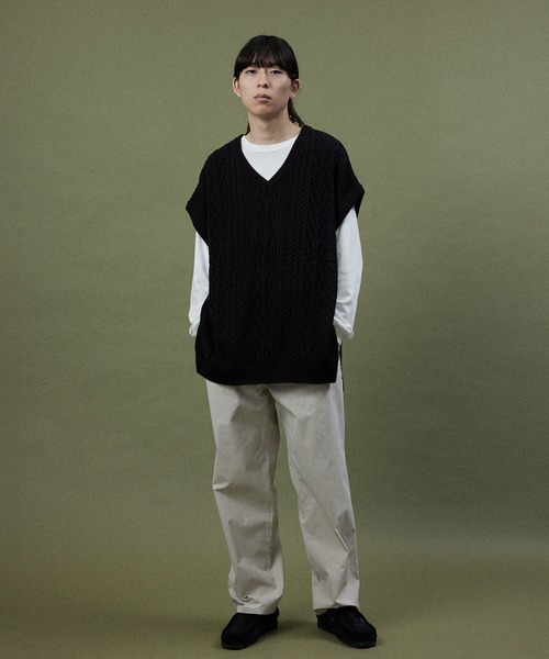 re_k by JUNRED(レクバイジュンレッド)の「re_k by JUNRED / バルキーアランオーバーVネックベスト(ベスト・メンズ・チャコールグレー/イエロー/グリーン・M/L)」の10枚目の写真
