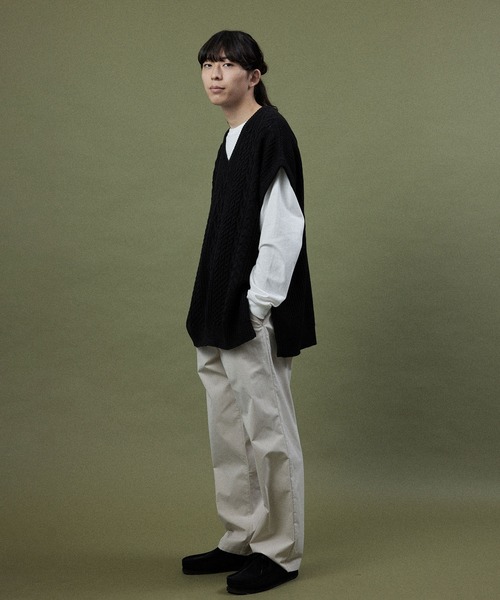 re_k by JUNRED(レクバイジュンレッド)の「re_k by JUNRED / バルキーアランオーバーVネックベスト(ベスト・メンズ・チャコールグレー/イエロー/グリーン・M/L)」の11枚目の写真