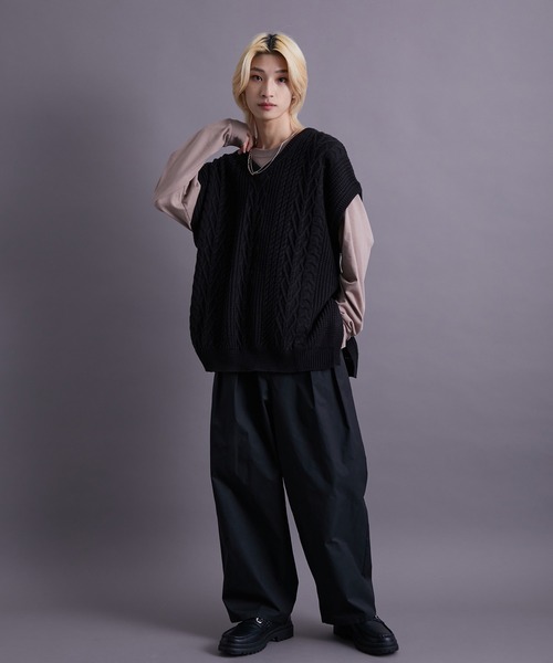 re_k by JUNRED(レクバイジュンレッド)の「re_k by JUNRED / バルキーアランオーバーVネックベスト(ベスト・メンズ・チャコールグレー/イエロー/グリーン・M/L)」の22枚目の写真