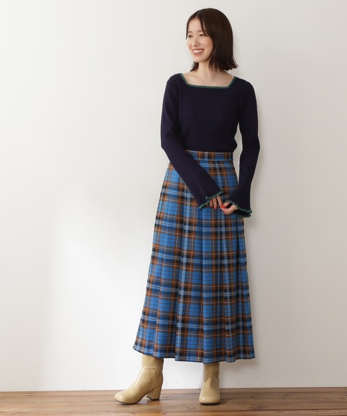 N.（N. Natural Beauty Basic）（エヌエヌナチュラルビューティーベーシック）の「【S Size Line】◆チェックタックスカート（スカート・レディース・ベージュ系その他/ブルー系その他・SMALL/MEDIUM）」の4枚目の写真