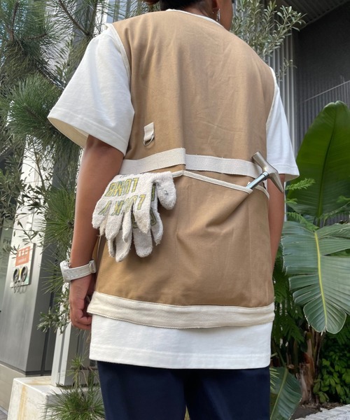 GREEN BOWL（グリーンボウル）の「【日本製】グリーンボウル 【GREEN BOWL】Canvas Apron Vest（ベスト・メンズ・ネイビー/カーキ/ベージュ・FREE）」の9枚目の写真