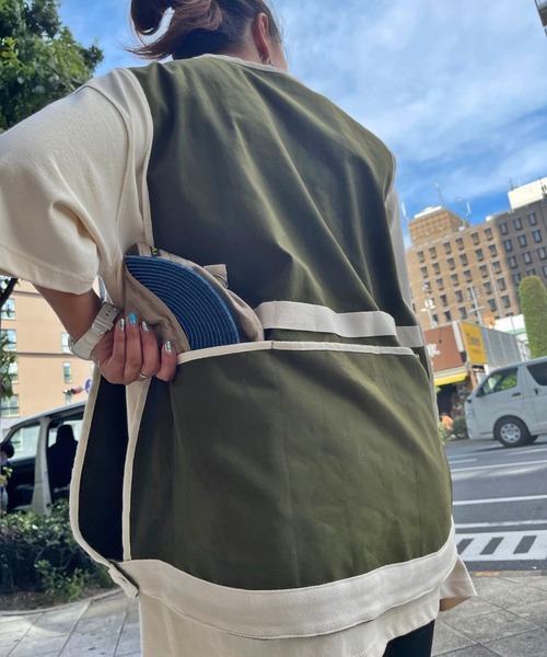 GREEN BOWL（グリーンボウル）の「【日本製】グリーンボウル 【GREEN BOWL】Canvas Apron Vest（ベスト・メンズ・ネイビー/カーキ/ベージュ・FREE）」の6枚目の写真