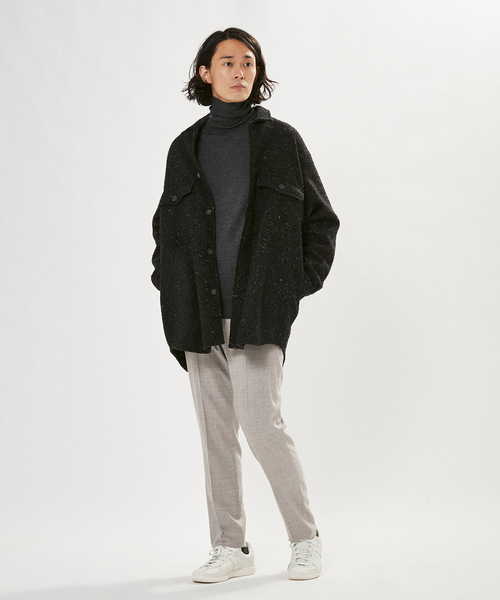 EDIFICE LA BOUCLE（エディフィスラブークル）の「【LA BOUCLE / ラブークル】アーミーオーバーシャツ ネップウール（ブルゾン・メンズ・ブラック系その他・1/2）」の4枚目の写真