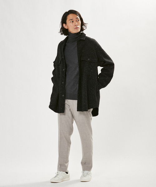 EDIFICE LA BOUCLE（エディフィスラブークル）の「【LA BOUCLE / ラブークル】アーミーオーバーシャツ ネップウール（ブルゾン・メンズ・ブラック系その他・1/2）」の5枚目の写真