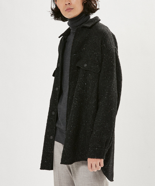 EDIFICE LA BOUCLE（エディフィスラブークル）の「【LA BOUCLE / ラブークル】アーミーオーバーシャツ ネップウール（ブルゾン・メンズ・ブラック系その他・1/2）」の6枚目の写真