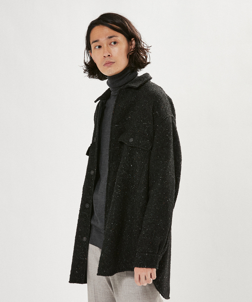 EDIFICE LA BOUCLE（エディフィスラブークル）の「【LA BOUCLE / ラブークル】アーミーオーバーシャツ ネップウール（ブルゾン・メンズ・ブラック系その他・1/2）」の7枚目の写真