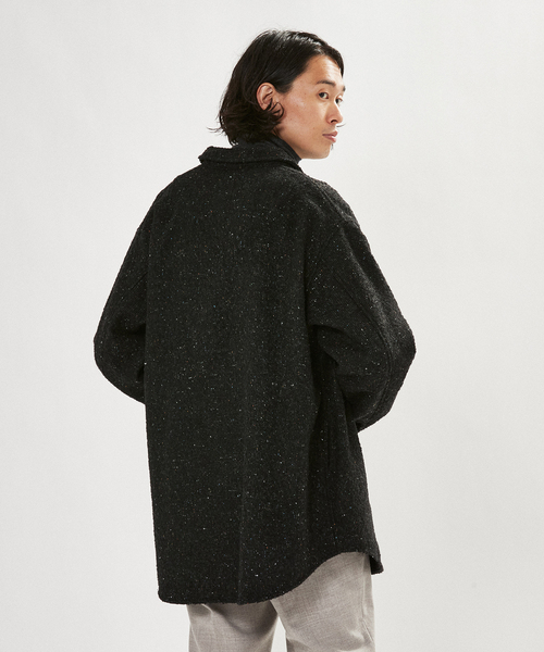 EDIFICE LA BOUCLE（エディフィスラブークル）の「【LA BOUCLE / ラブークル】アーミーオーバーシャツ ネップウール（ブルゾン・メンズ・ブラック系その他・1/2）」の8枚目の写真