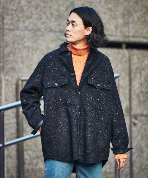 EDIFICE LA BOUCLE（エディフィスラブークル）の「【LA BOUCLE / ラブークル】アーミーオーバーシャツ ネップウール（ブルゾン・メンズ・ブラック系その他・1/2）」の11枚目の写真