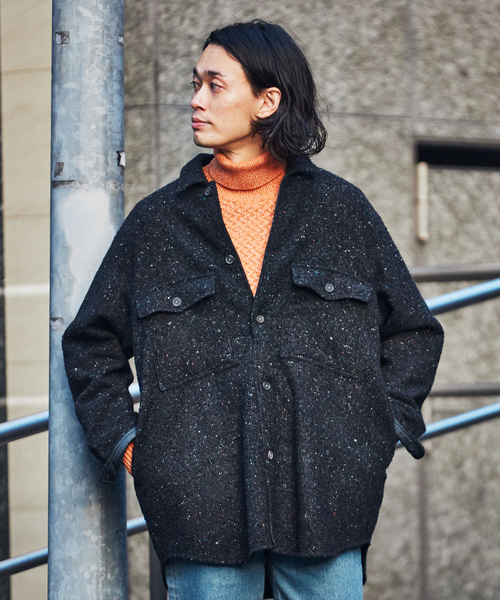 EDIFICE LA BOUCLE（エディフィスラブークル）の「【LA BOUCLE / ラブークル】アーミーオーバーシャツ ネップウール（ブルゾン・メンズ・ブラック系その他・1/2）」の12枚目の写真