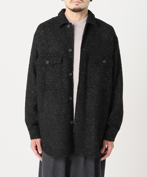 EDIFICE LA BOUCLE（エディフィスラブークル）の「【LA BOUCLE / ラブークル】アーミーオーバーシャツ ネップウール（ブルゾン・メンズ・ブラック系その他・1/2）」の14枚目の写真