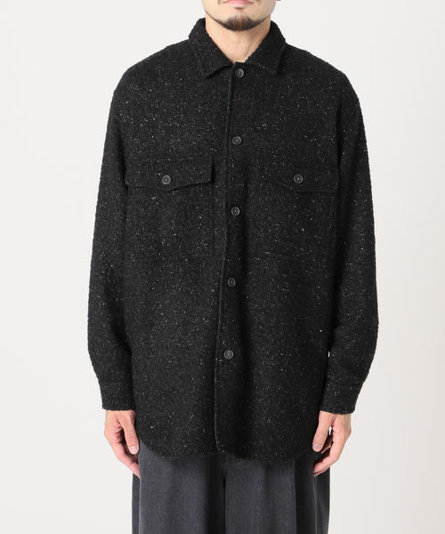 EDIFICE LA BOUCLE（エディフィスラブークル）の「【LA BOUCLE / ラブークル】アーミーオーバーシャツ ネップウール（ブルゾン・メンズ・ブラック系その他・1/2）」の15枚目の写真