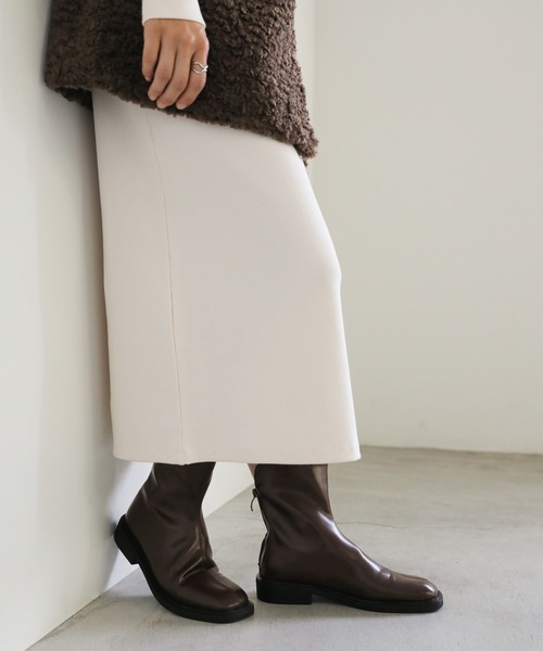 select MOCA（セレクトモカ）の「スクエアトゥフラットショートブーツ（ブーツ・レディース・ブラック/ブラウン・SMALL/MEDIUM/LARGE）」の5枚目の写真