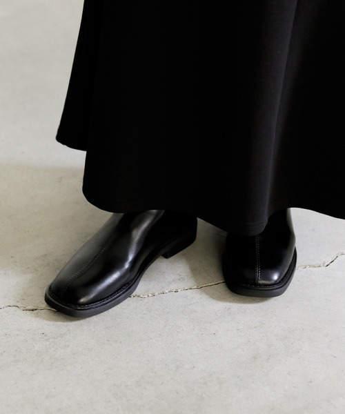 select MOCA（セレクトモカ）の「スクエアトゥフラットショートブーツ（ブーツ・レディース・ブラック/ブラウン・SMALL/MEDIUM/LARGE）」の12枚目の写真