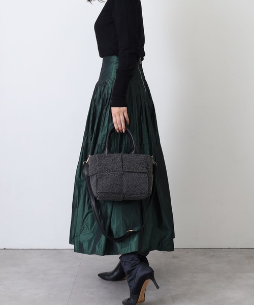 COOCO(クーコ)の「ポーチ付エコボアメッシュ2WAYトートバッグ(トートバッグ・レディース・オフホワイト/ダークグレー/パープル系その他/キャメル・9)」の15枚目の写真