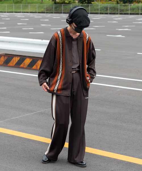 Perushu(ペルーシュ)の「レトロアソート柄ニットシャツカーデ(カーディガン/ボレロ・メンズ・ダークグリーン/ブラウン/ブラック・MEDIUM/LARGE)」の21枚目の写真