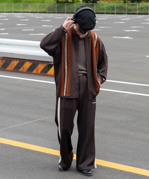 Perushu(ペルーシュ)の「レトロアソート柄ニットシャツカーデ(カーディガン/ボレロ・メンズ・ダークグリーン/ブラウン/ブラック・MEDIUM/LARGE)」の22枚目の写真