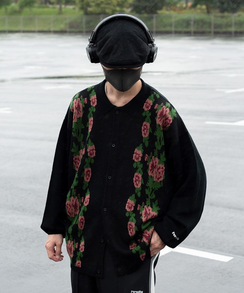 Perushu(ペルーシュ)の「レトロアソート柄ニットシャツカーデ(カーディガン/ボレロ・メンズ・ダークグリーン/ブラウン/ブラック・MEDIUM/LARGE)」の13枚目の写真