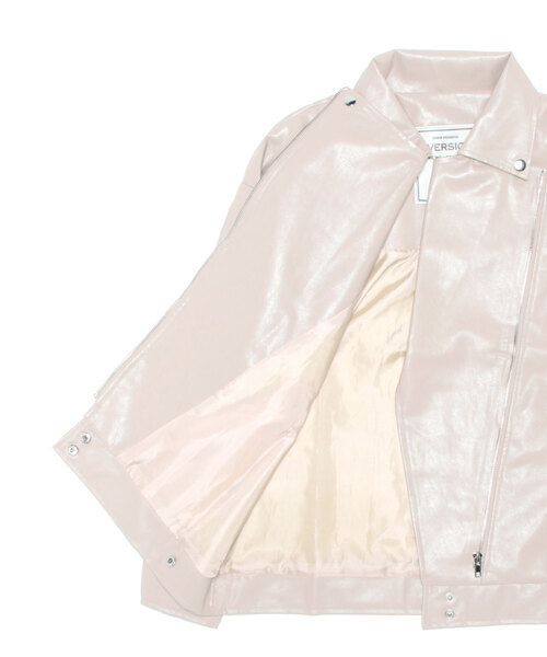 ANAP（アナップ）の「OVERSIONタグデザインフェイクレザーライダースジャケット（ライダースジャケット・レディース・ブラック/アイボリー・FREE）」の13枚目の写真