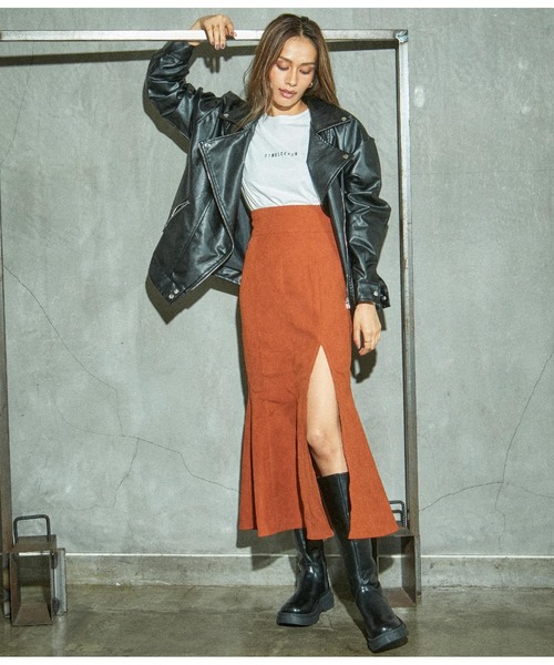 ANAP（アナップ）の「OVERSIONタグデザインフェイクレザーライダースジャケット（ライダースジャケット・レディース・ブラック/アイボリー・FREE）」の6枚目の写真