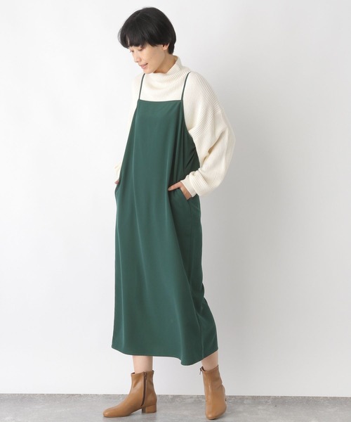 LEPSIM(レプシィム)の「スクエアストレートキャミワンピース 166414(ワンピース・レディース・キャメル/グリーン/ブラック・FREE)」の6枚目の写真