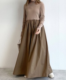 w closet | 異素材ハイネックロングワンピース(ワンピース)