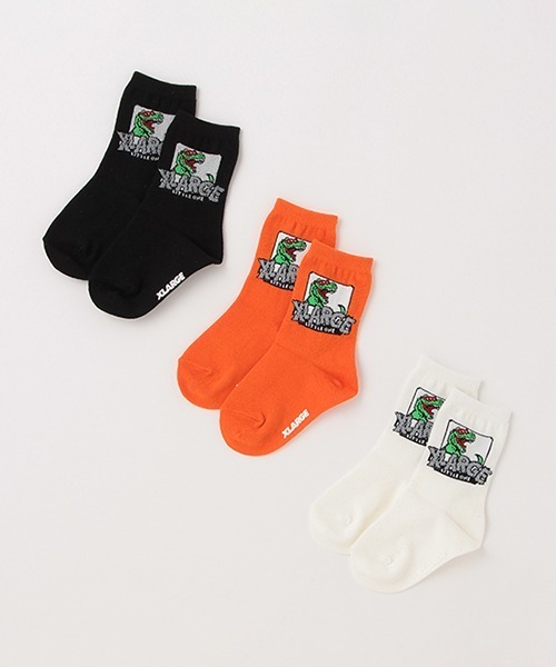 XLARGE KIDS(エクストララージキッズ)の「恐竜モチーフクルーソックス【日本製】(ソックス/靴下・キッズ・ホワイト/ブラック/オレンジ・19-21cm/17-19cm/15-17cm/13-15cm)」の8枚目の写真