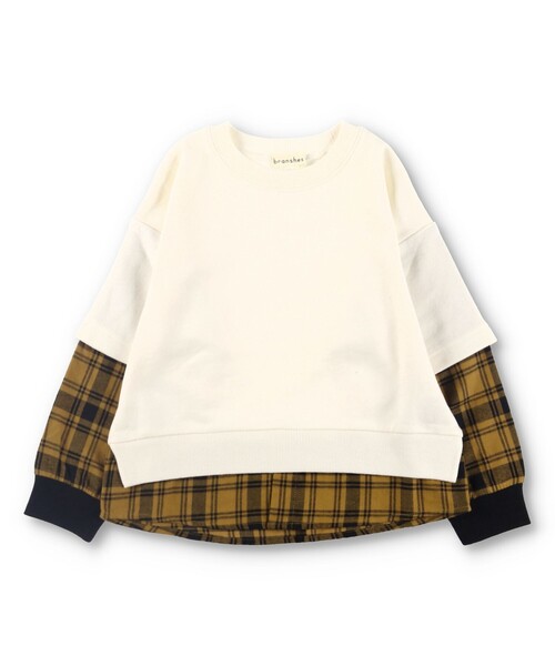 BRANSHES（ブランシェス）の「【重ね着風】フェイクレイヤードトレーナー（スウェット・キッズ・チャコールグレー/アイボリー・130/150/90/110/100/140/120）」の6枚目の写真