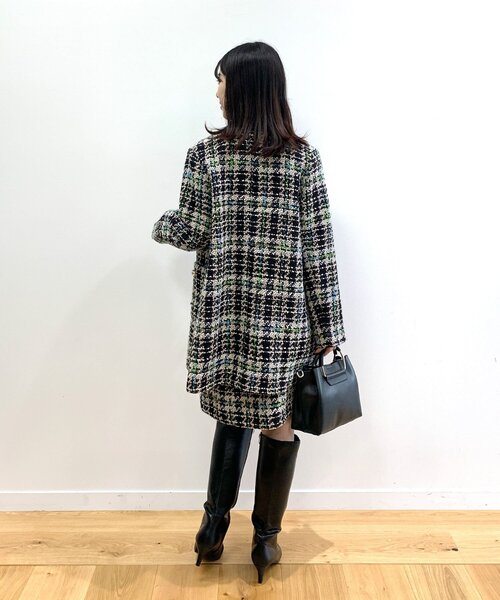 index（インデックス）の「◆シャイニーツイード パール調ボタン タイトミニスカート【SETUP対応】（スカート・レディース・アイボリー系1/ブラック系1・42/40/38/36）」の9枚目の写真